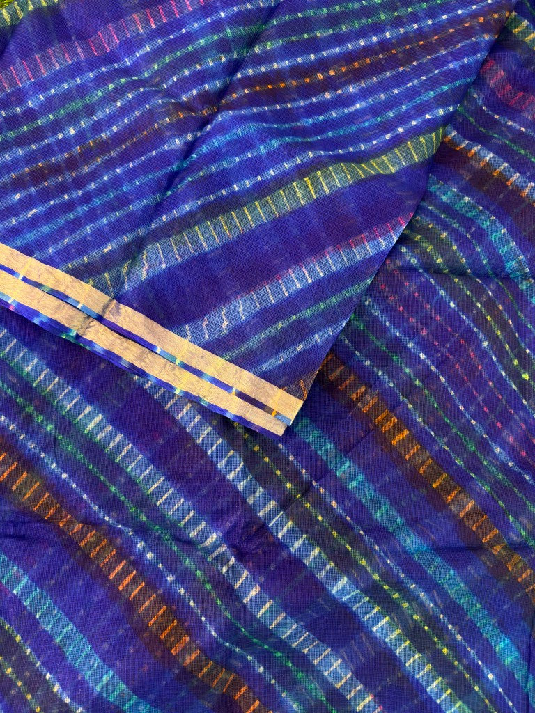 Pure Kota Silk Multi-Colour Leheriya Saree (Blue)