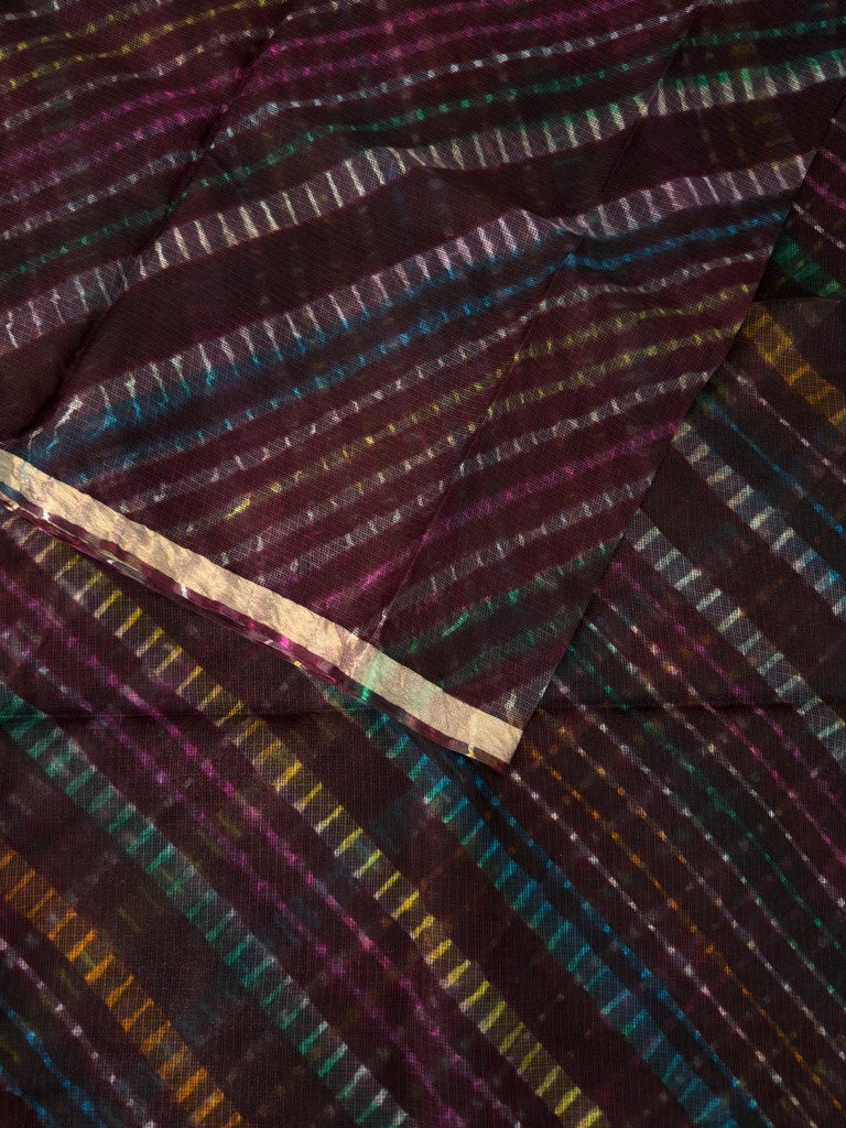 Pure Kota Silk Multi-Colour Leheriya Saree (Brown)