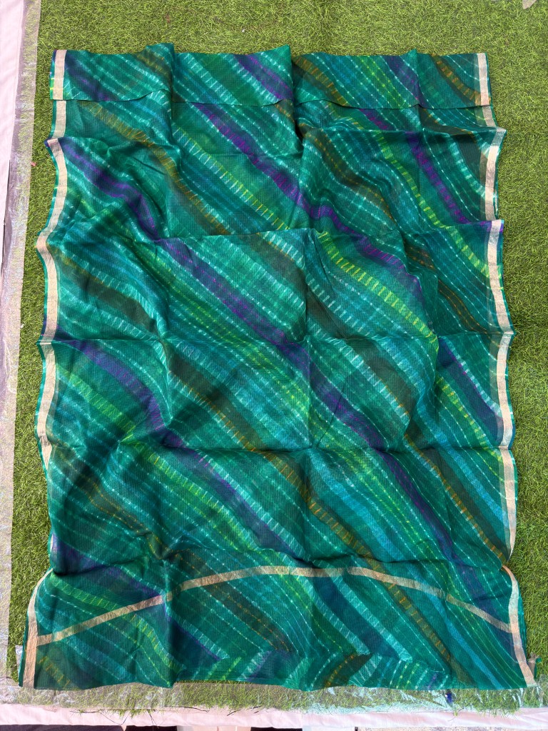 Pure Kota Silk Multi-Colour Leheriya Saree (Green)