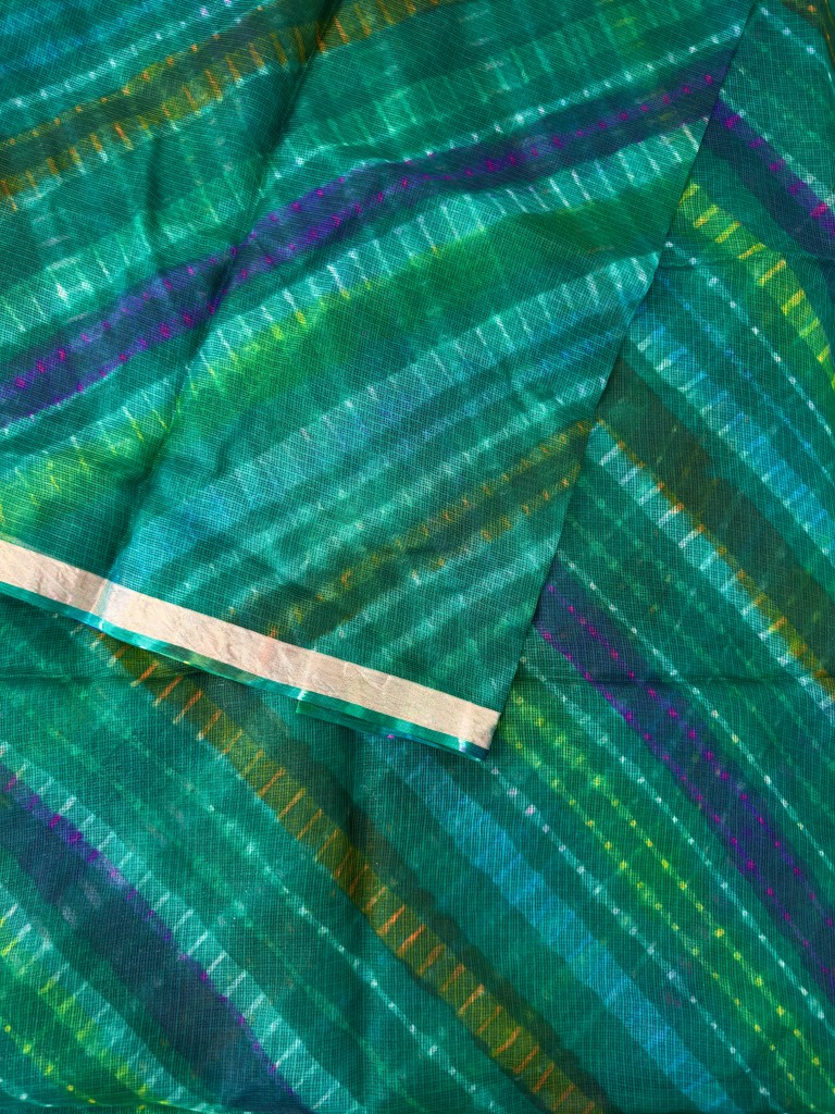 Pure Kota Silk Multi-Colour Leheriya Saree (Green)