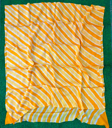 Orange Pure Tussar Silk Leheriya Dress Material