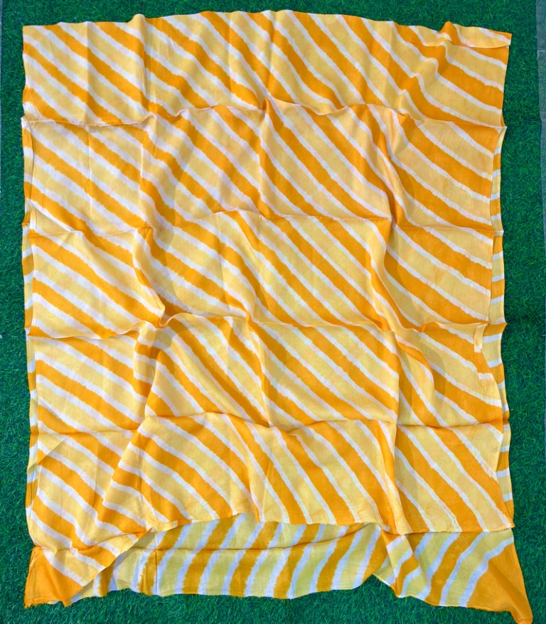 Orange Pure Tussar Silk Leheriya Dress Material