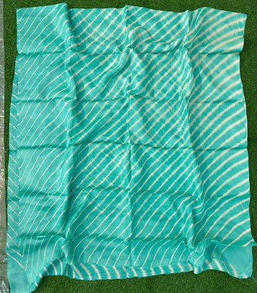 Blue  Pure Tussar Silk Leheriya Dress Material