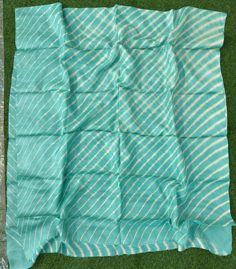 Blue  Pure Tussar Silk Leheriya Dress Material