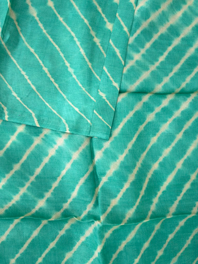 Blue  Pure Tussar Silk Leheriya Dress Material