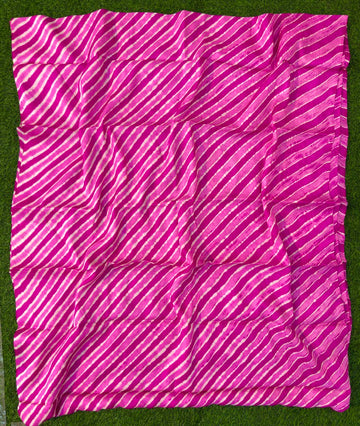 Pink Pure Tussar Silk Leheriya Dress Material