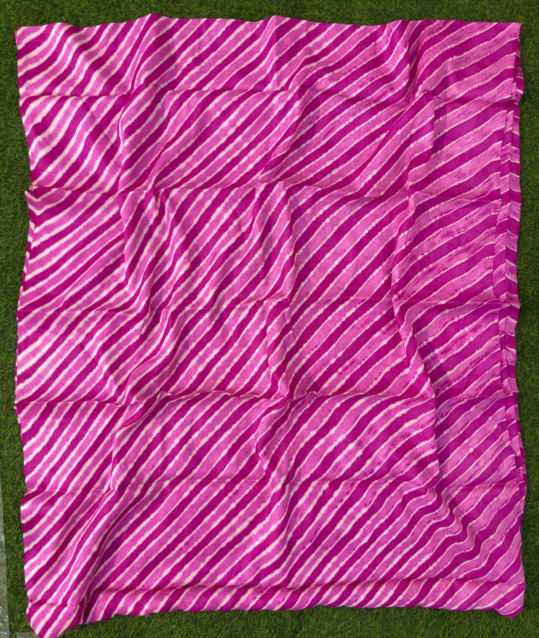 Pink Pure Tussar Silk Leheriya Dress Material