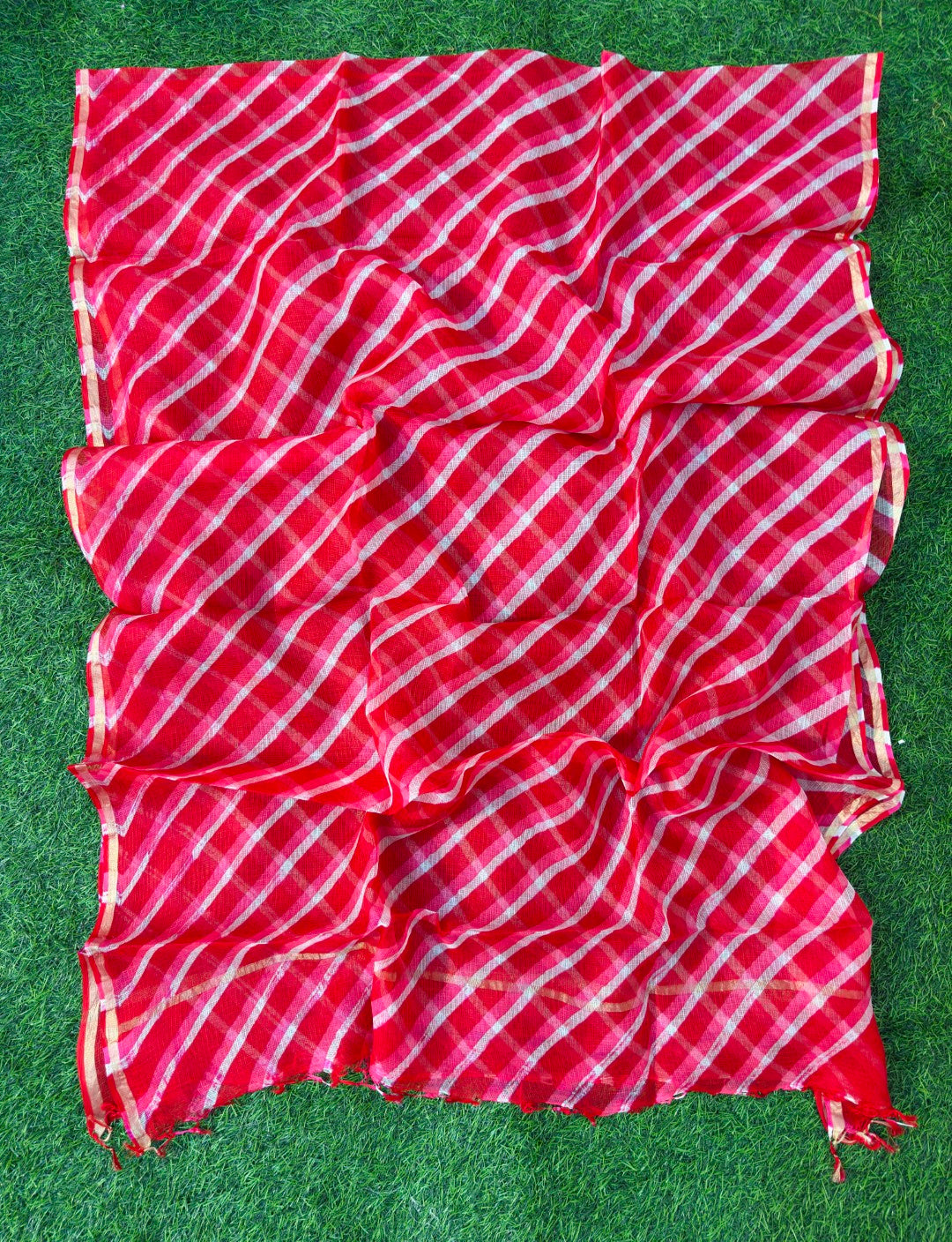 Pure Kora Silk Leheriya  Dupatta Holi Special