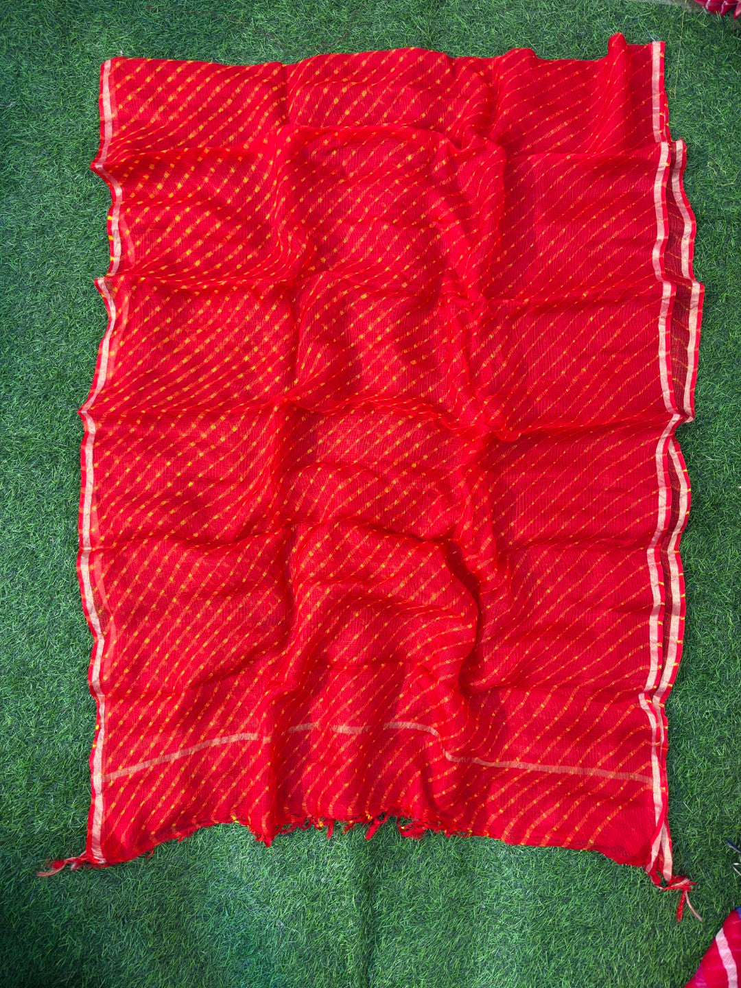 Pure Kora Silk Leheriya  Dupatta Holi Special