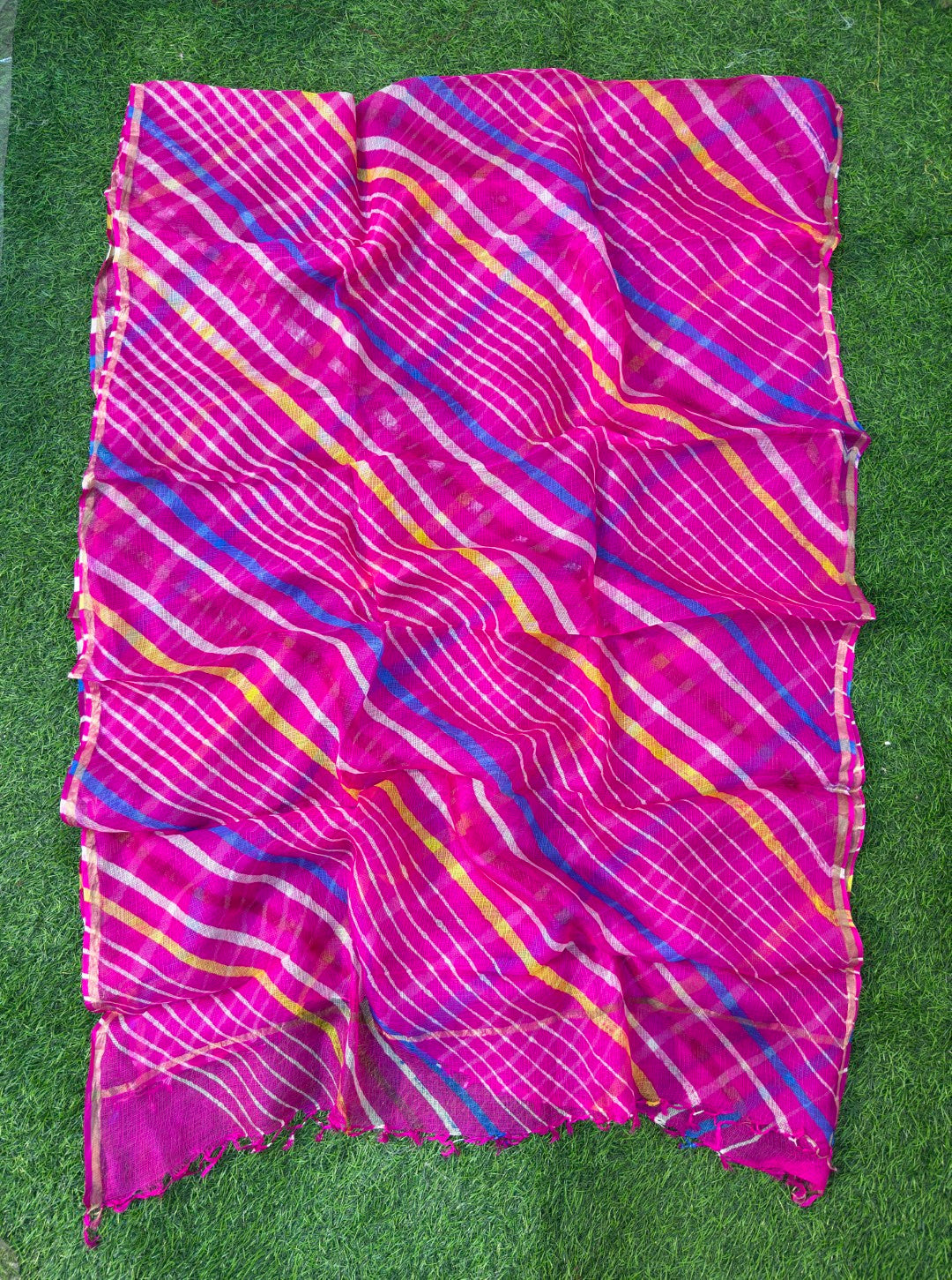 Pure Kora Silk Leheriya  Dupatta Holi Special