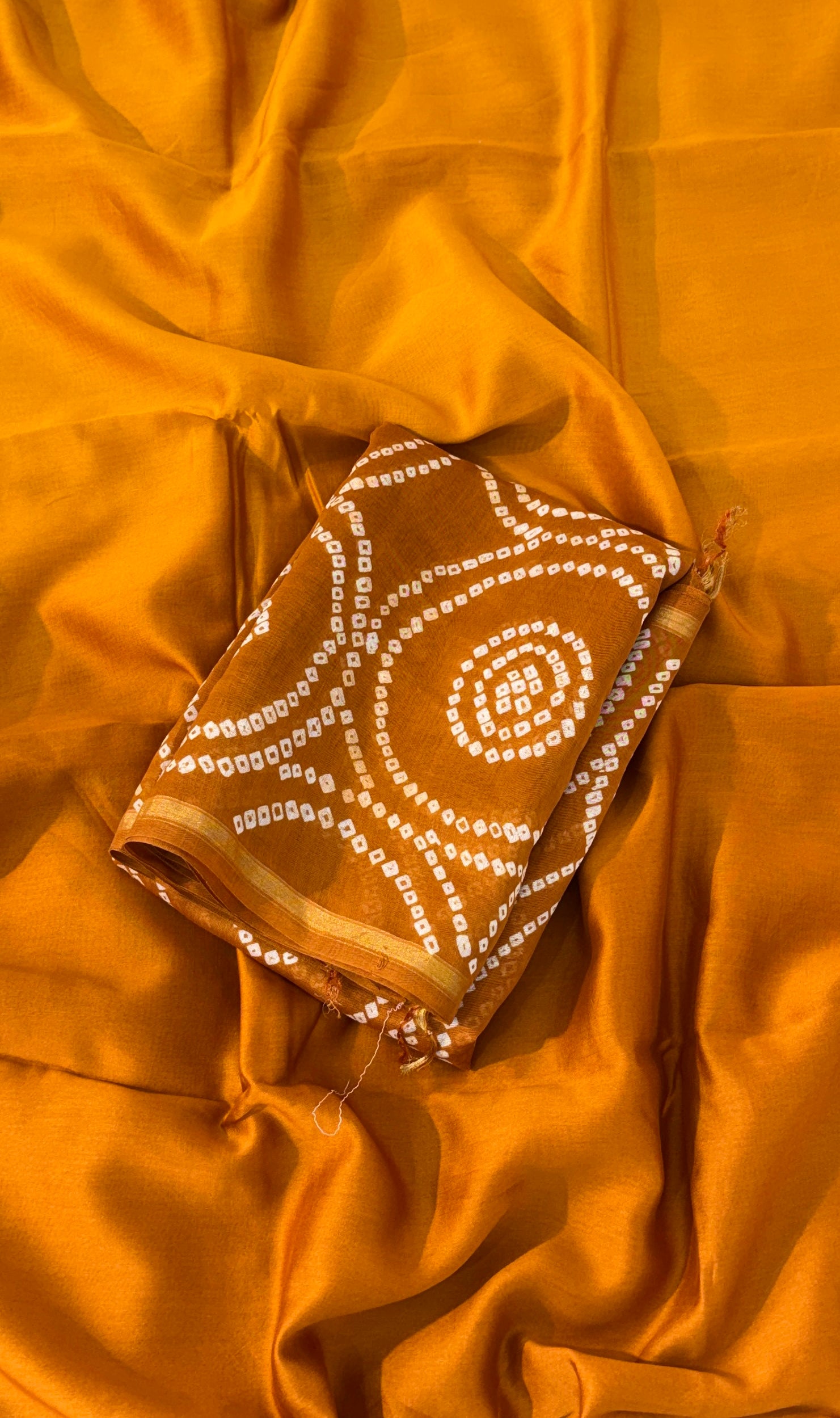 Handmade Bandhani Pure Chanderi Suit Set