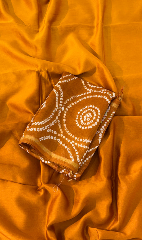 Handmade Bandhani Pure Chanderi Suit Set