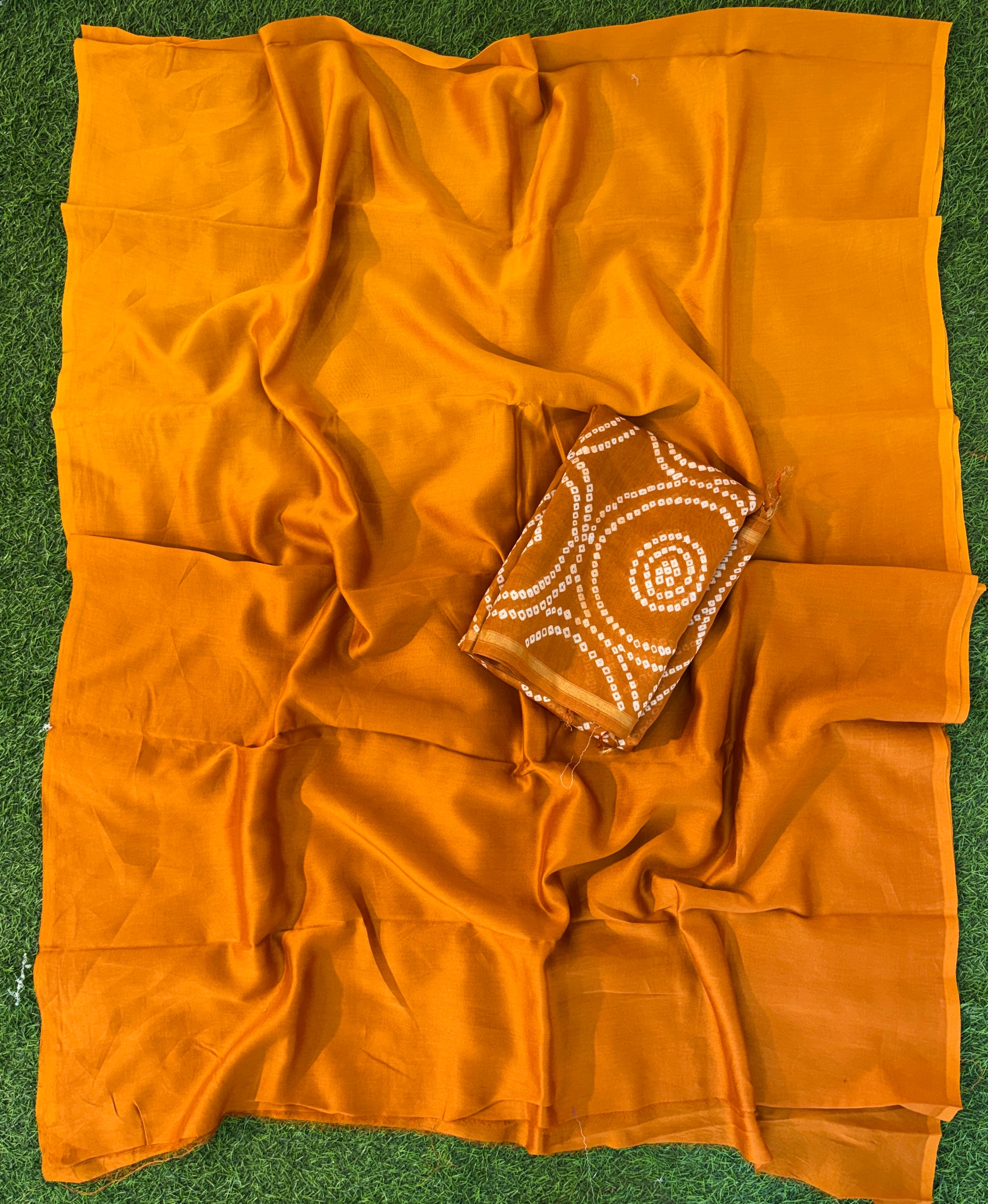 Handmade Bandhani Pure Chanderi Suit Set