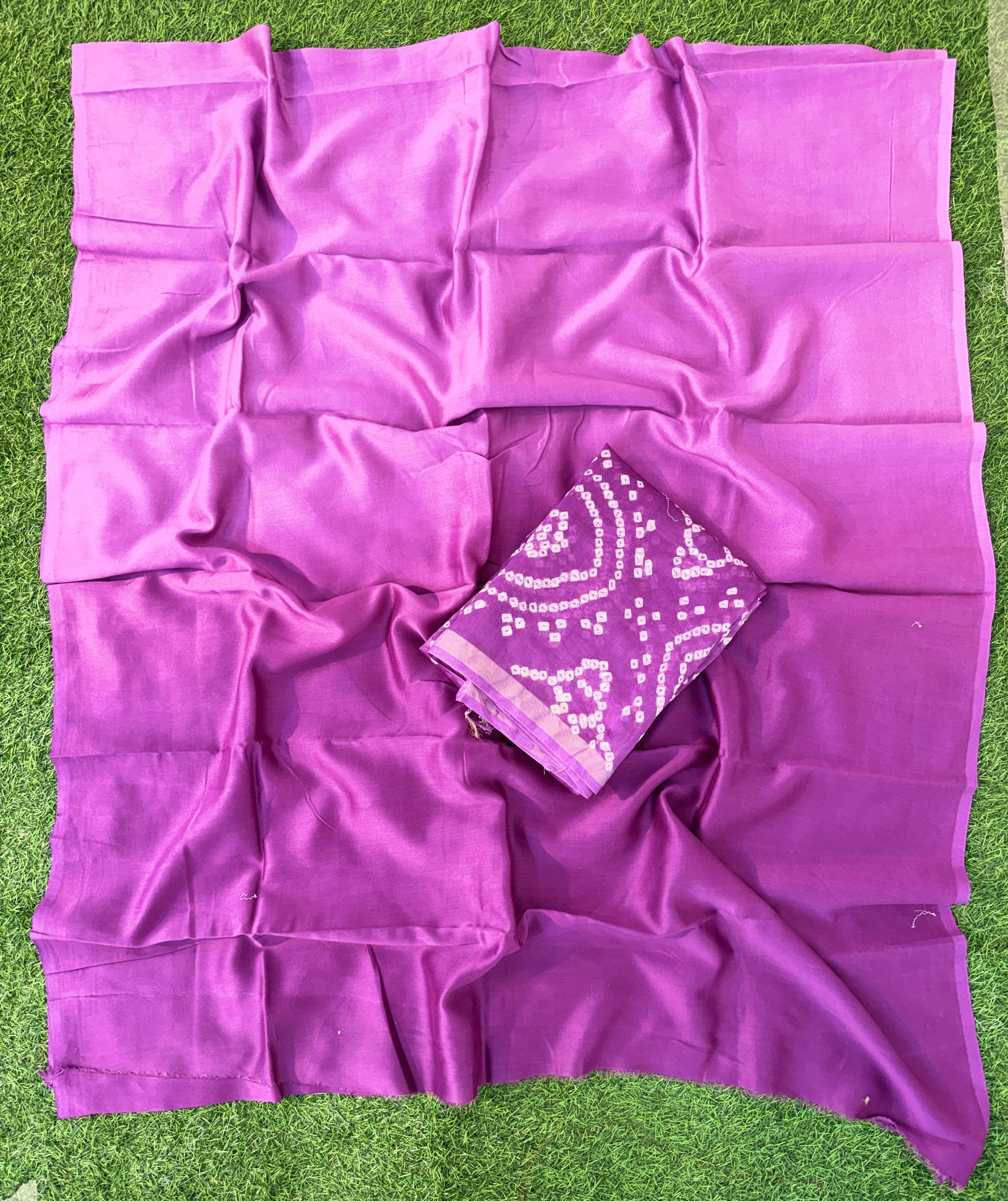 Handmade Bandhani Pure Chanderi Suit Set