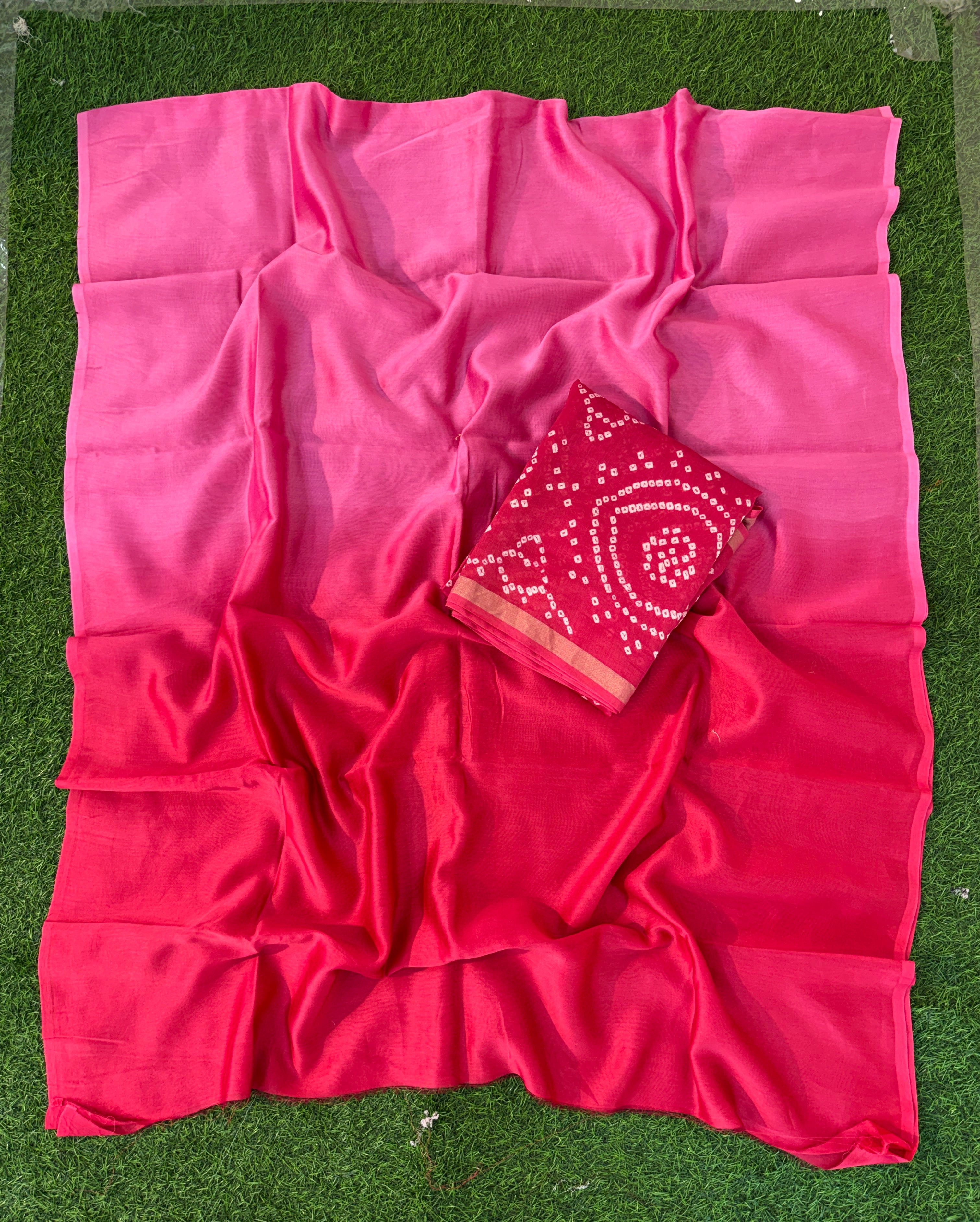 Handmade Bandhani Pure Chanderi Suit Set