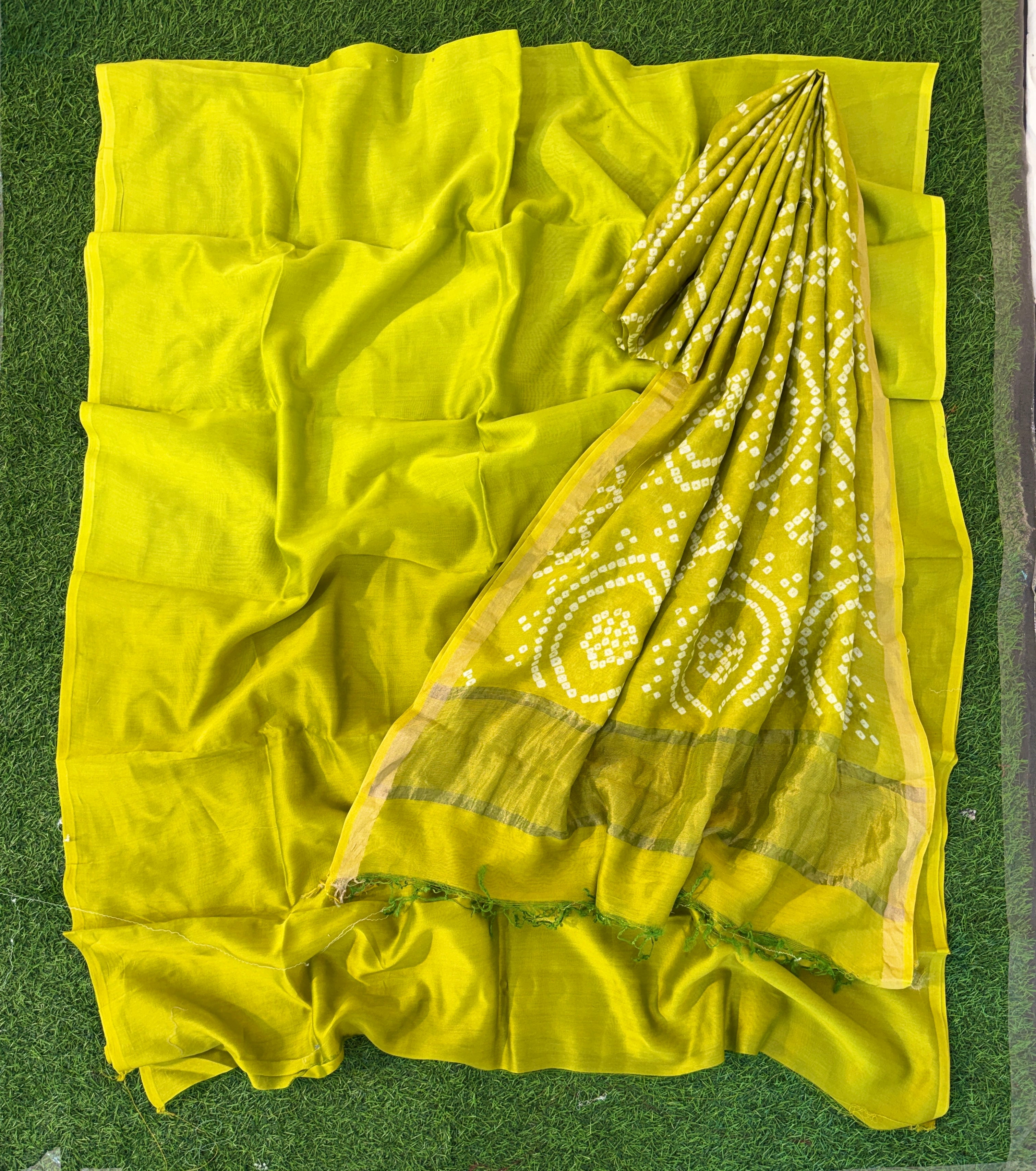 Handmade Bandhani Pure Chanderi Suit Set