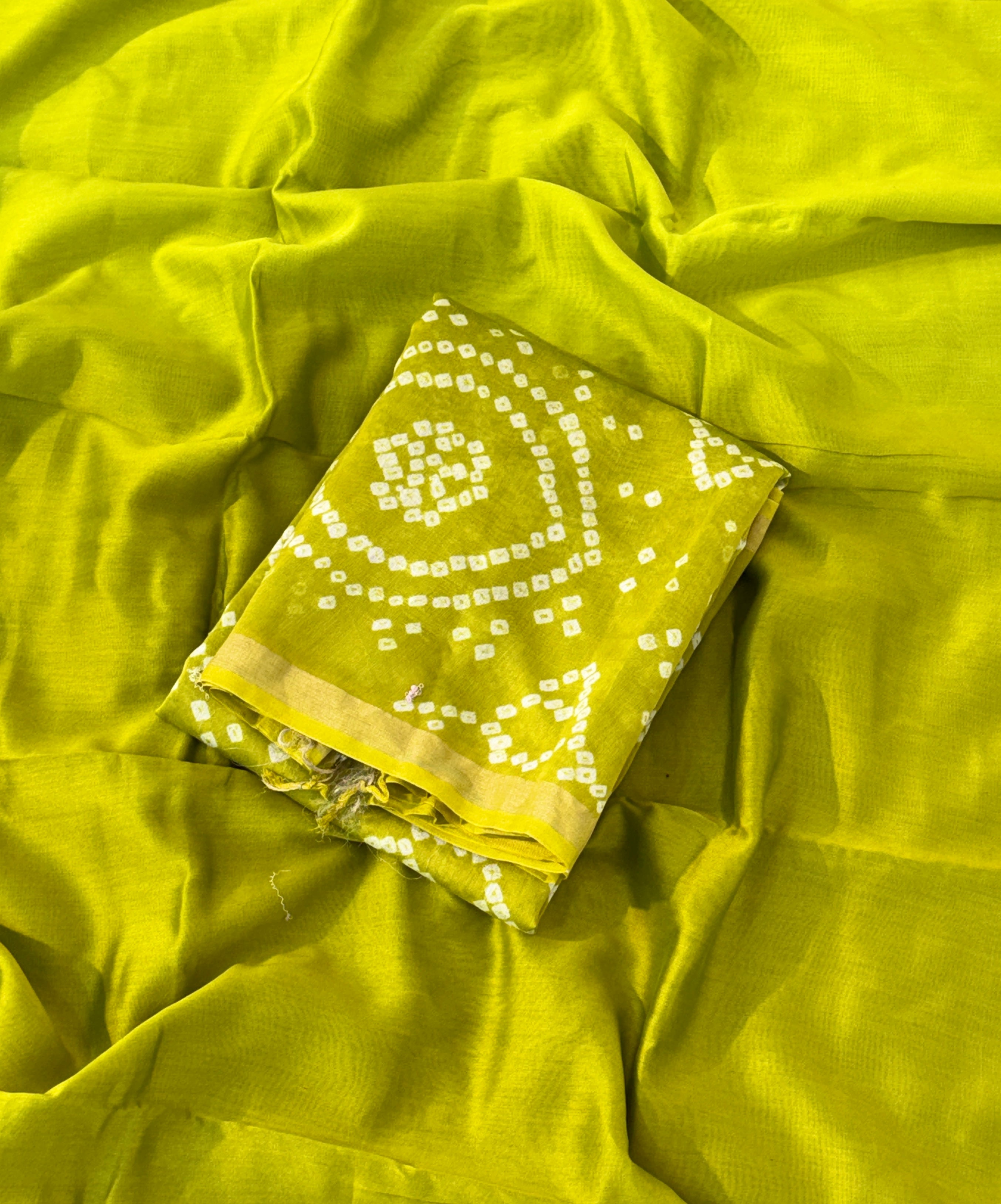 Handmade Bandhani Pure Chanderi Suit Set