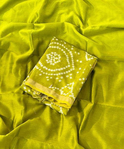 Handmade Bandhani Pure Chanderi Suit Set