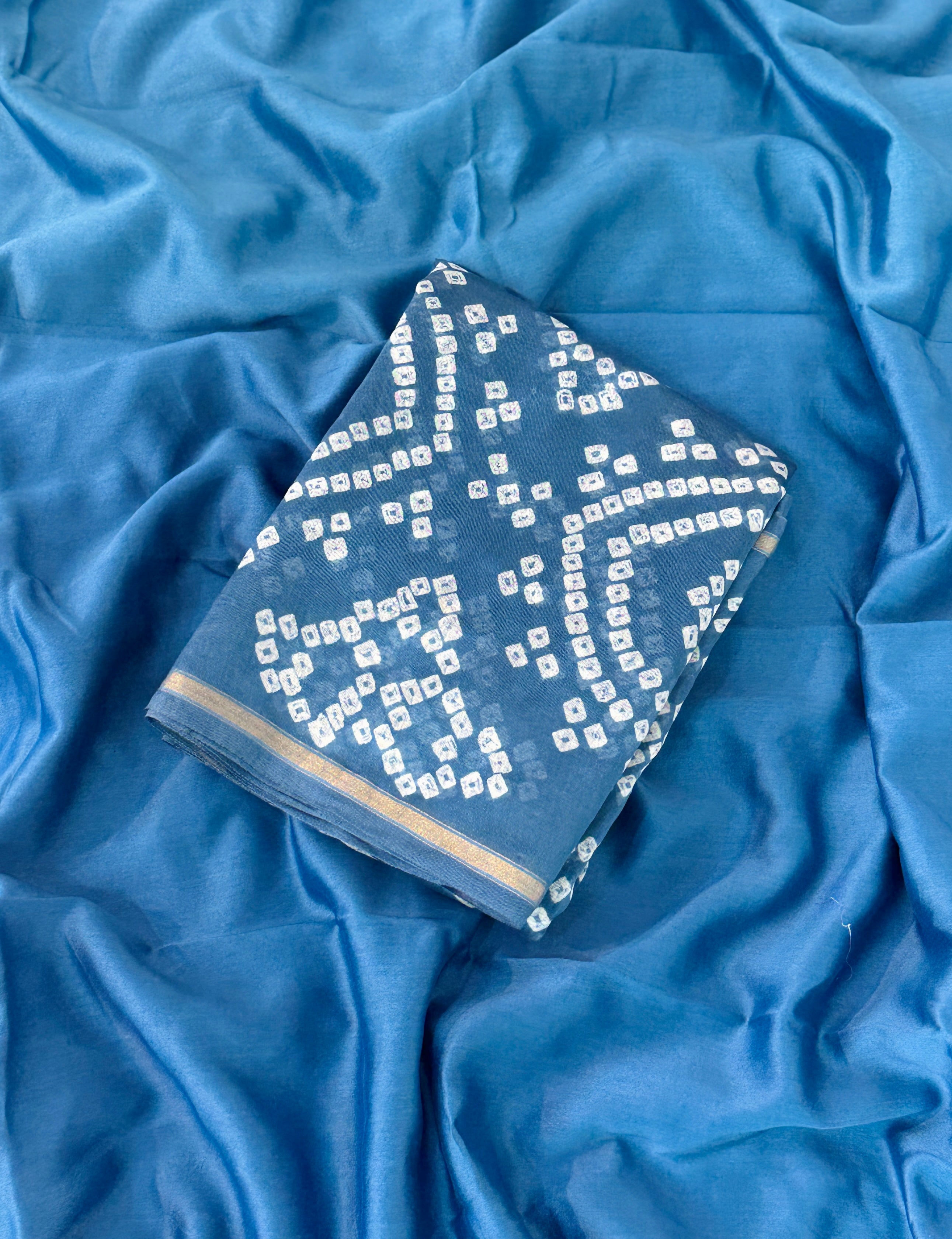 Handmade Bandhani Pure Chanderi Suit Set