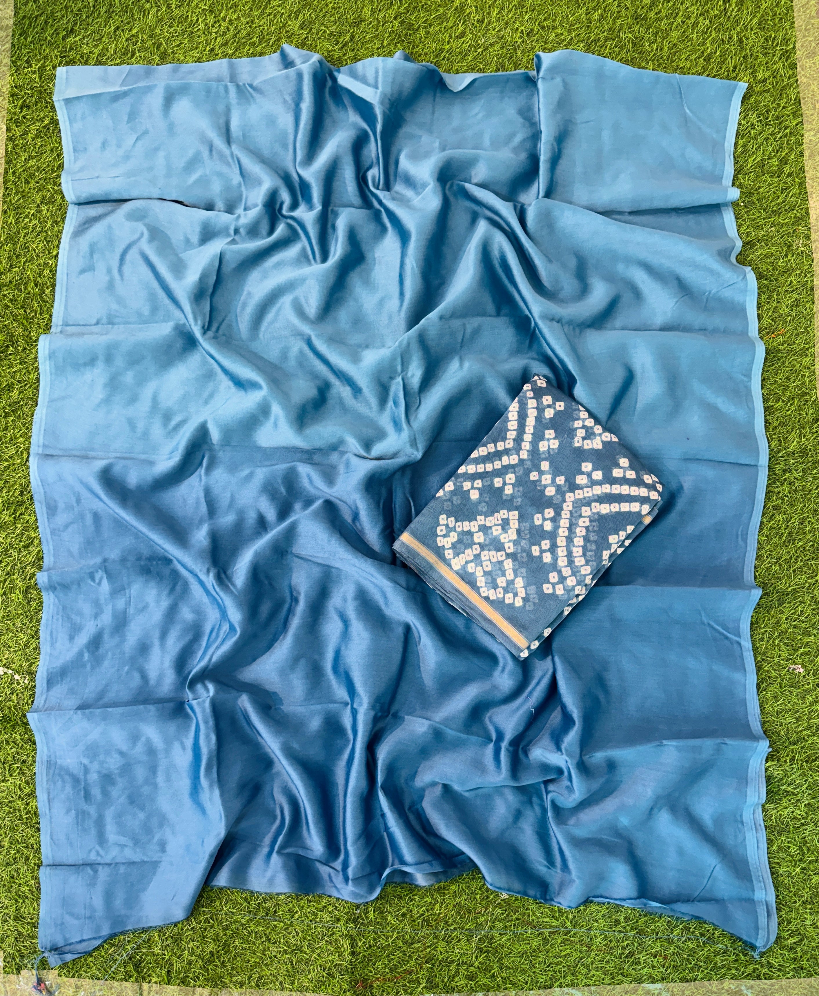 Handmade Bandhani Pure Chanderi Suit Set