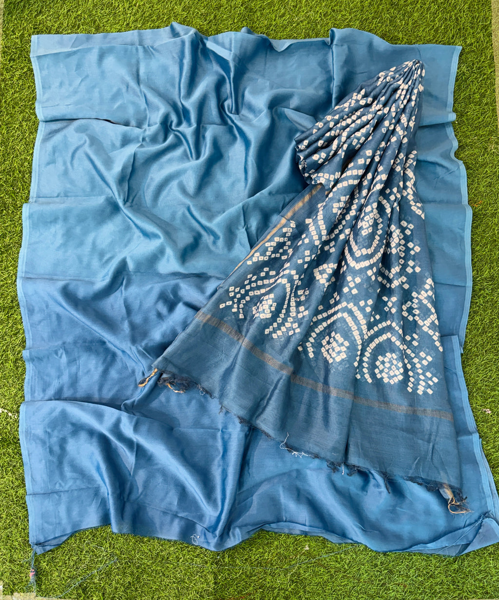 Handmade Bandhani Pure Chanderi Suit Set