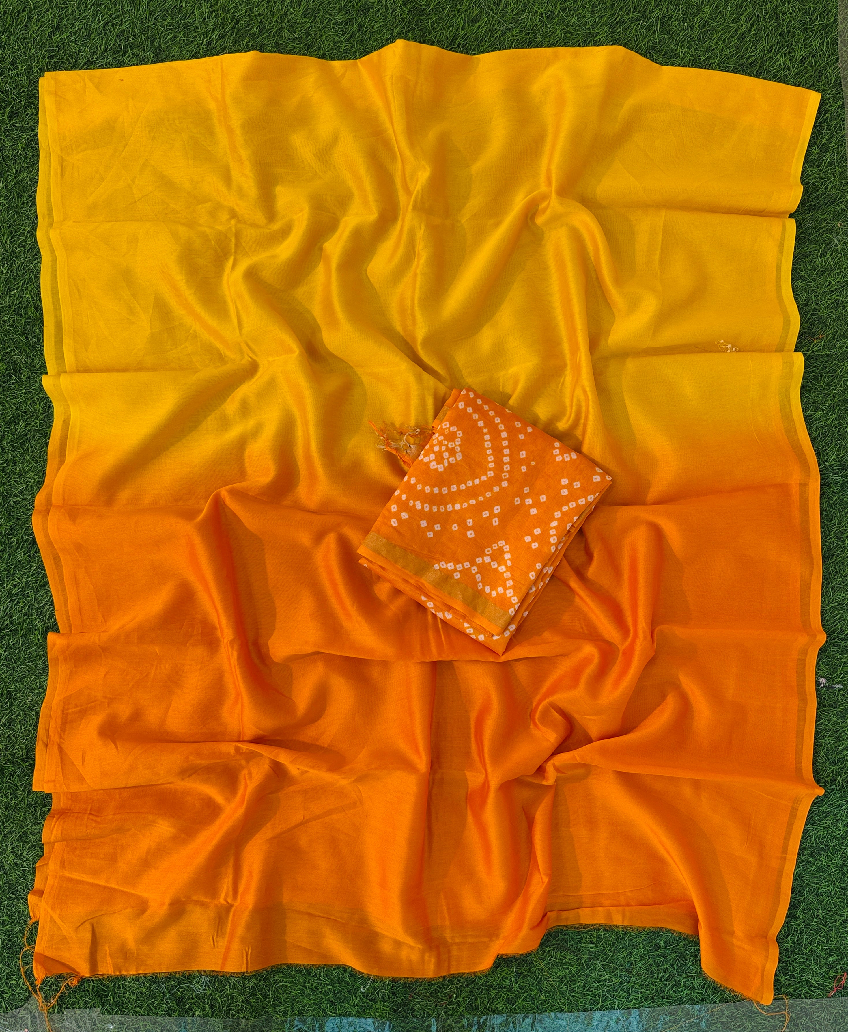 Handmade Bandhani  Pure Chanderi Suite Set