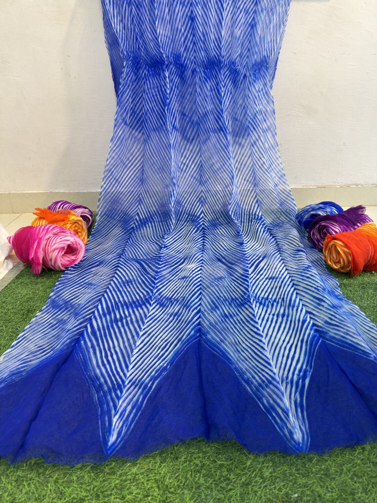 Dark Blue Pure Organza Saree By Rajasthani Creation