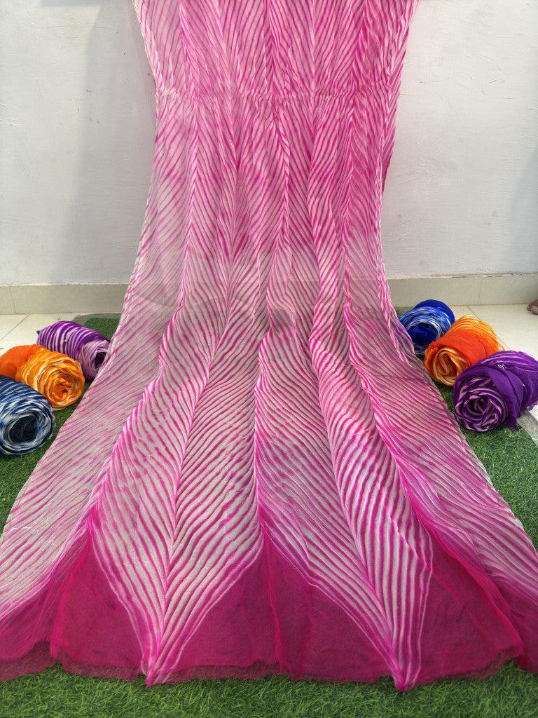 Marwari Pink Pure Organza Saree By Rajasthani Creation