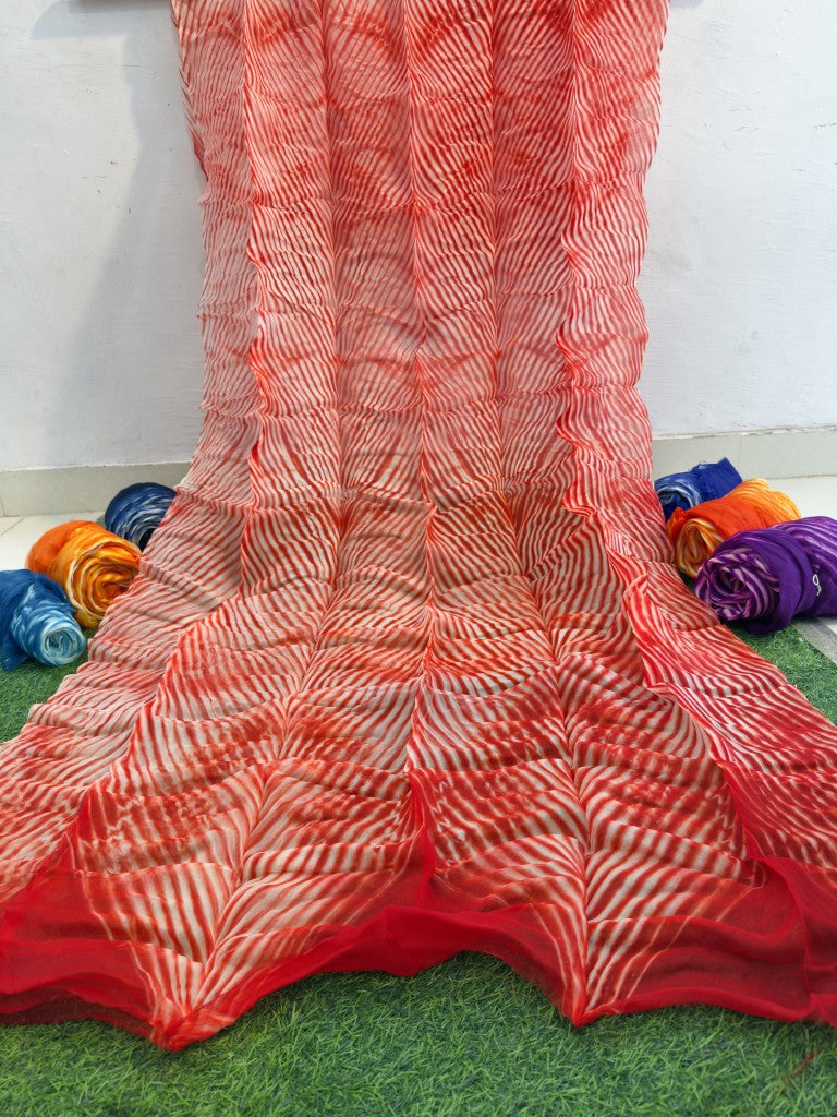 Red Pure Organza Saree By Rajasthani Creation