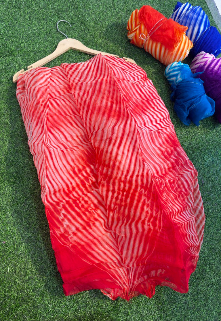 Red Pure Organza Saree By Rajasthani Creation