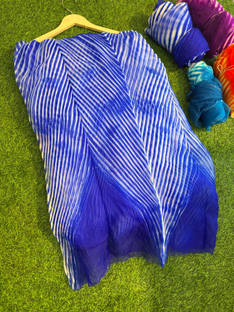 Dark Blue Pure Organza Saree By Rajasthani Creation