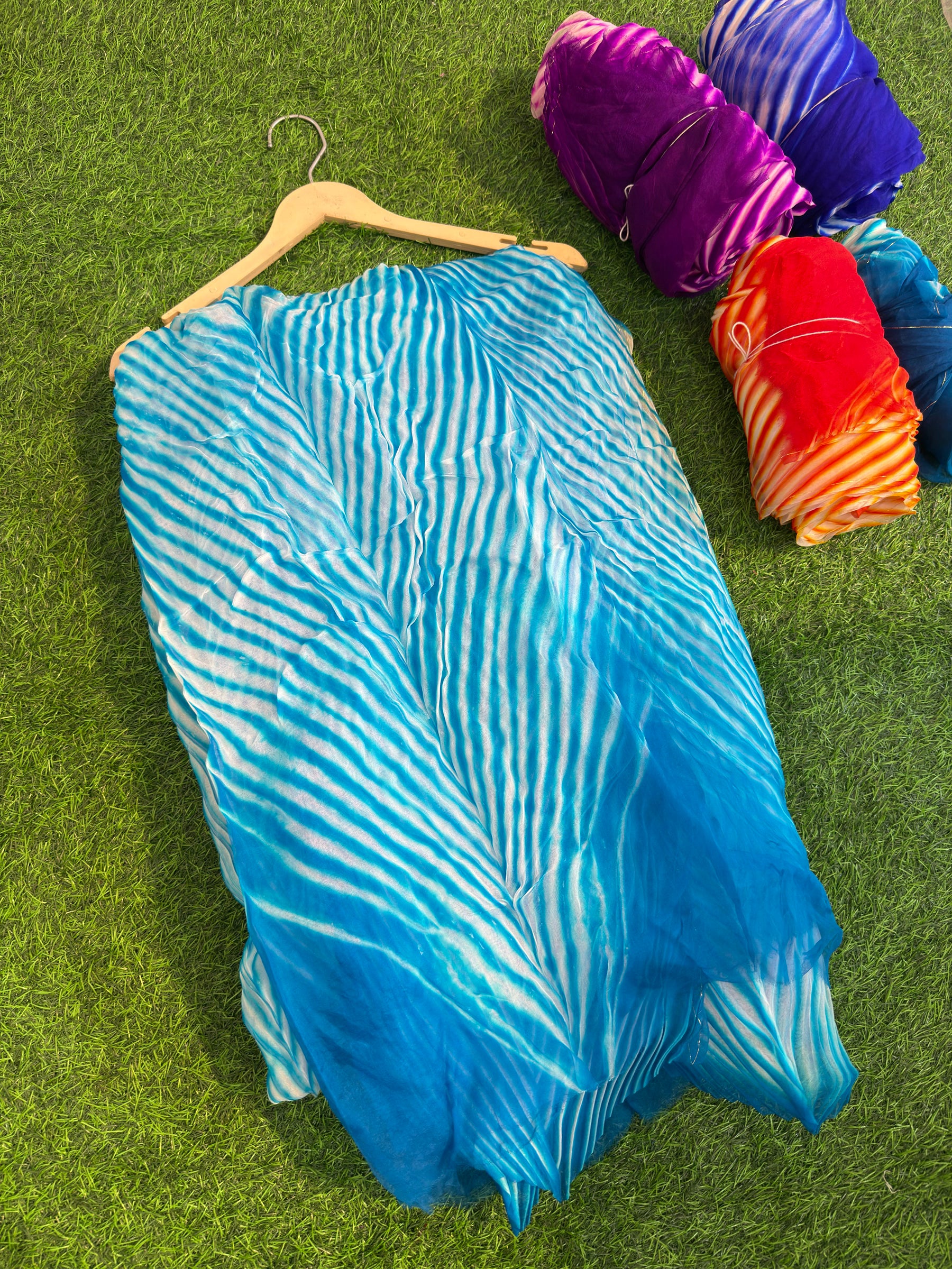 Blue Pure Organza Saree By Rajasthani Creation