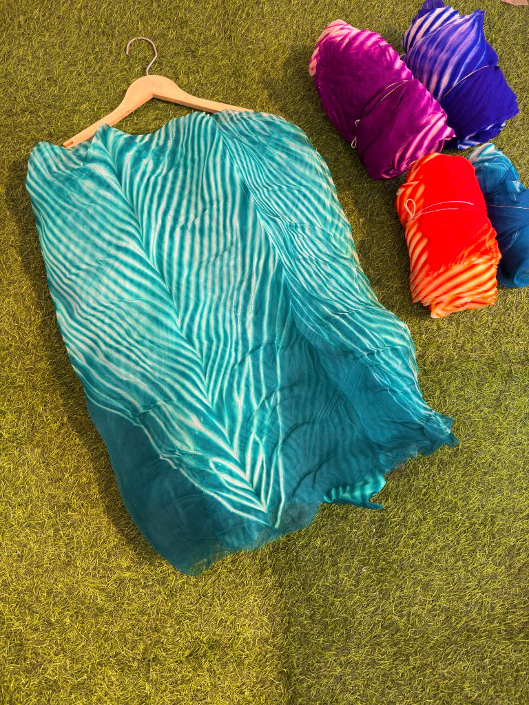 Sea Green Pure Organza Saree By Rajasthani Creation