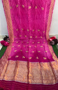 Pink Exclusive Kadwa Zari Kora Saree with Aarishi Dyeing ✨