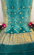 Teal Exclusive Kadwa Zari Kora Saree with Aarishi Dyeing ✨