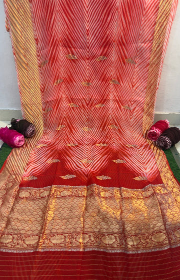 Red Exclusive Kadwa Zari Kora Saree with Aarishi Dyeing ✨