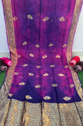 Violet Shade Exclusive Kadwa Zari Kora Saree with Aarishi Dyeing ✨