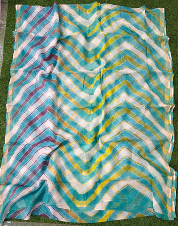 Blue Pure Kota Cotton Leheriya Multicolour Saree