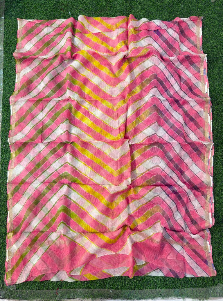 Multicolor Pure Kota Cotton Leheriya Multicolour Saree