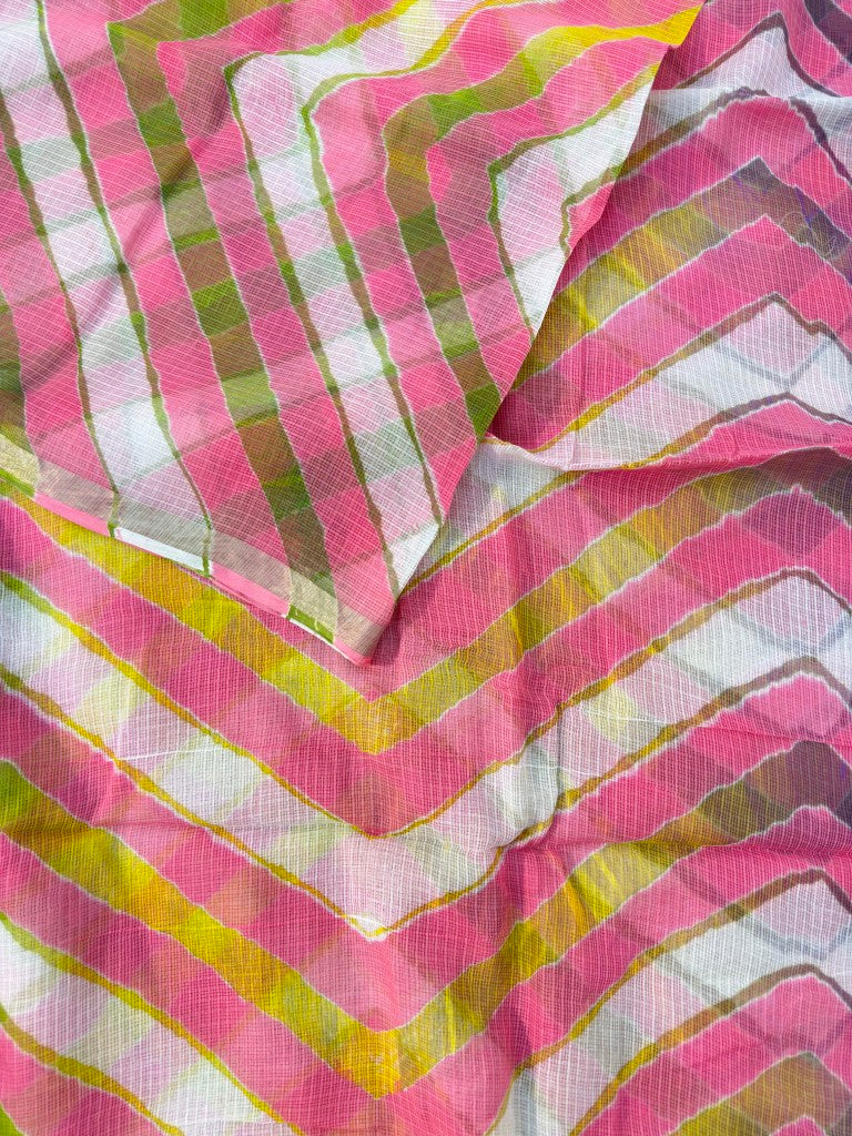 Multicolor Pure Kota Cotton Leheriya Multicolour Saree