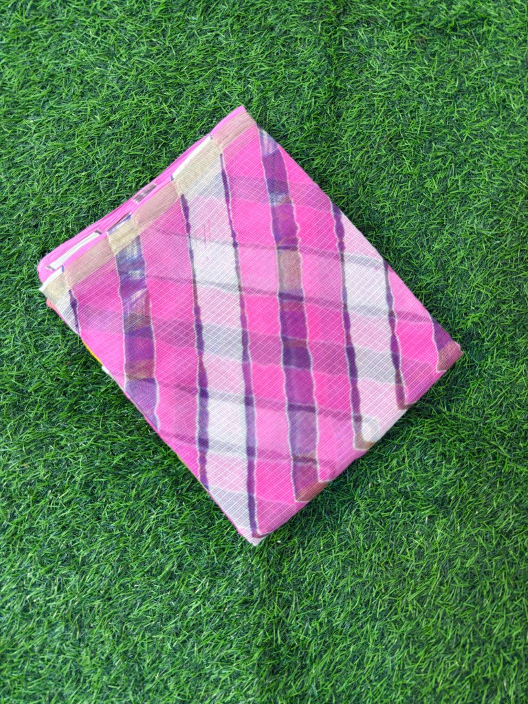 Pink Pure Kota Cotton Leheriya Multicolour Saree