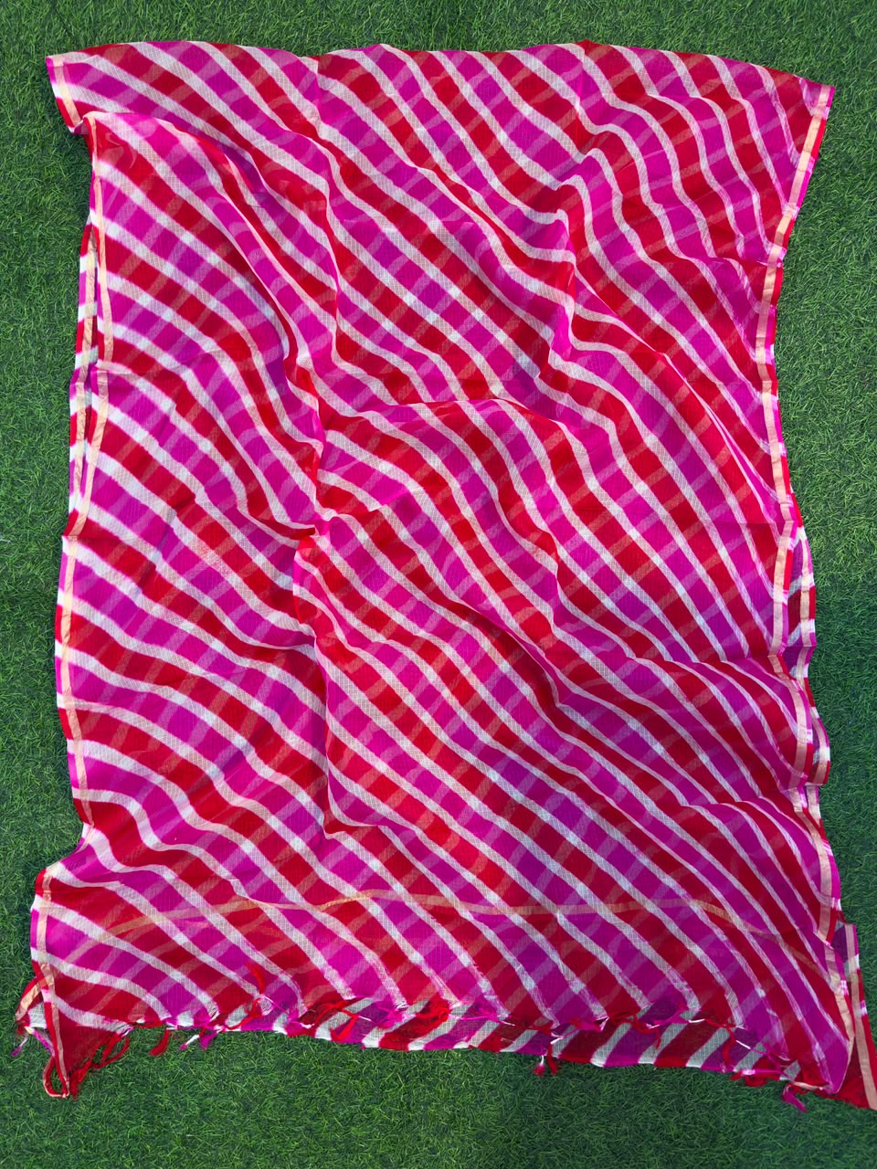 Pink Pure Kota Silk Leheriya Dupattas 💫