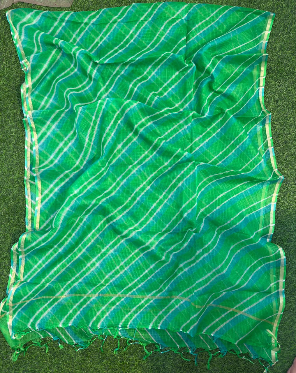 Green Pure Kota Silk Leheriya Dupattas 💫