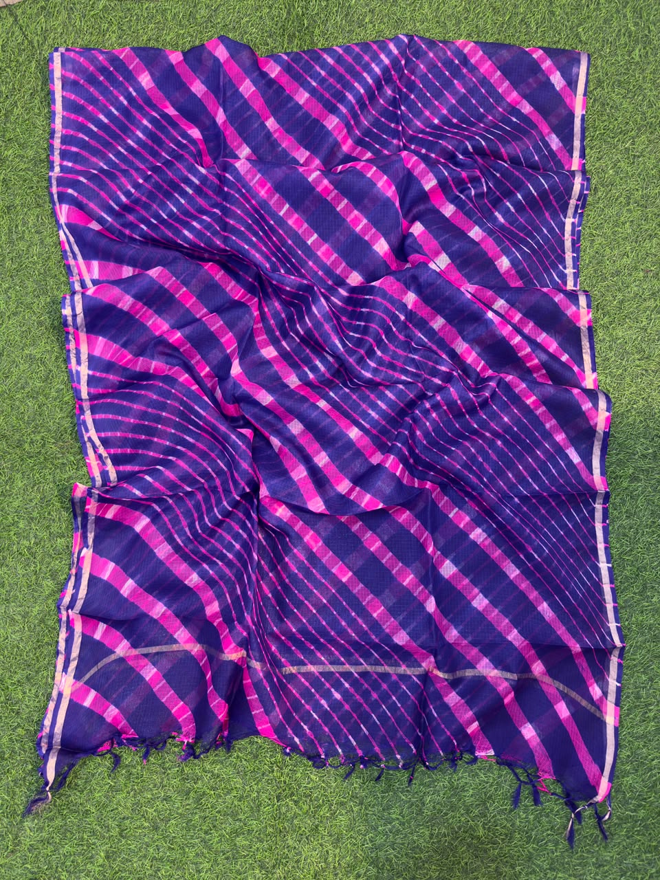Dark Blue Pure Kota Silk Leheriya Dupattas 💫