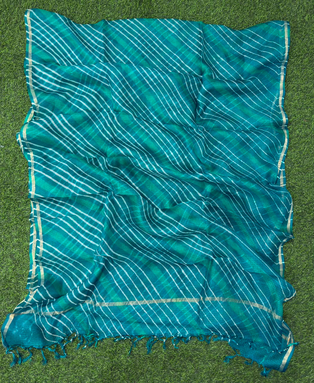 Teal Green  Pure Kota Silk Leheriya Dupattas 💫