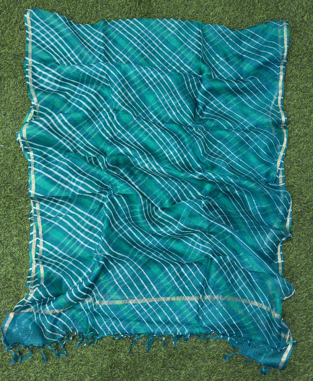 Teal Green  Pure Kota Silk Leheriya Dupattas 💫