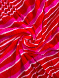 Red Pure Double Diamond Chiffon Leheriya Sarees