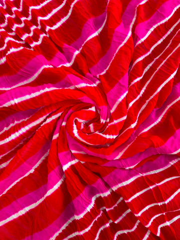 Red Pure Double Diamond Chiffon Leheriya Sarees