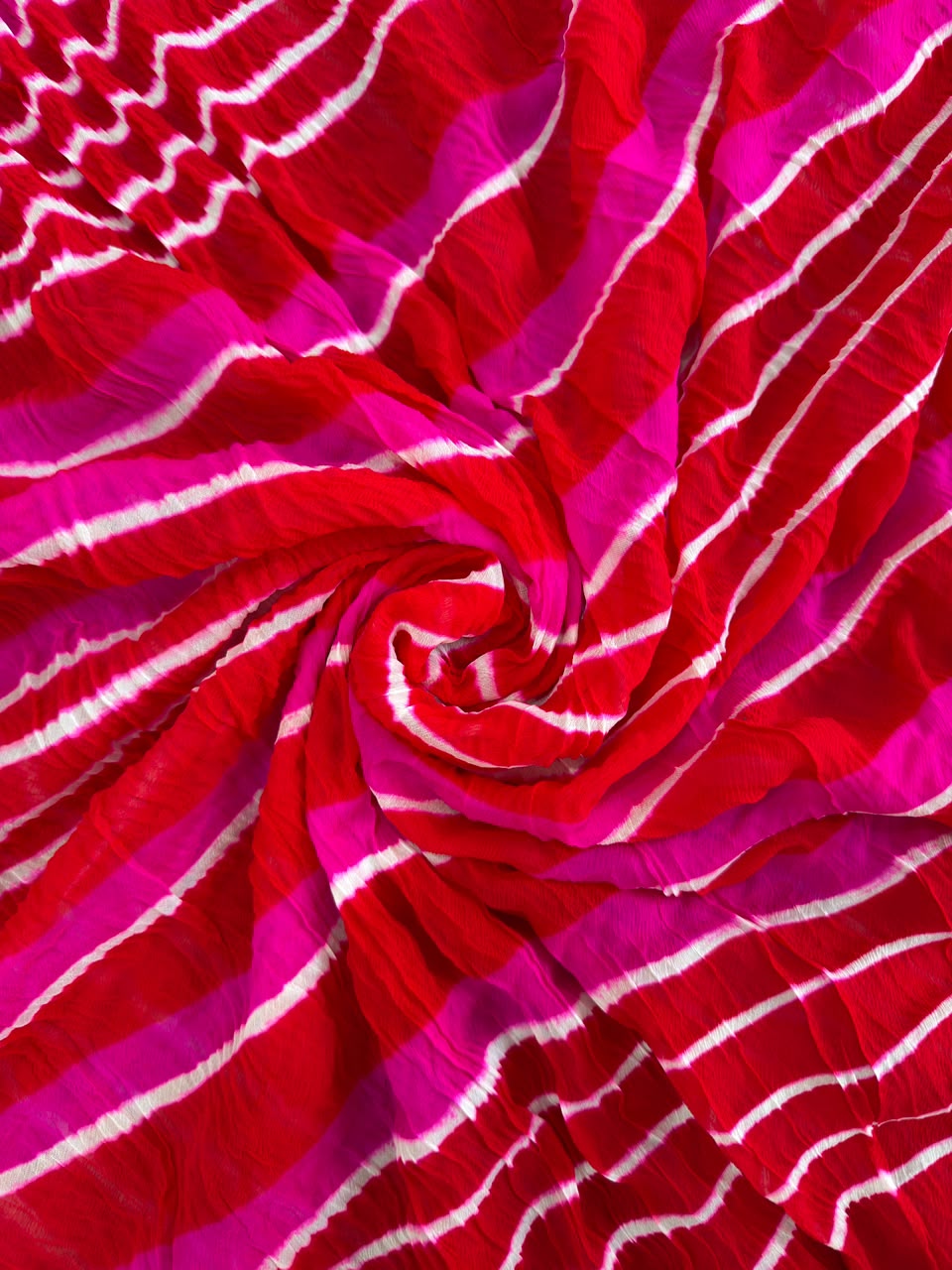 Red Pure Double Diamond Chiffon Leheriya Sarees