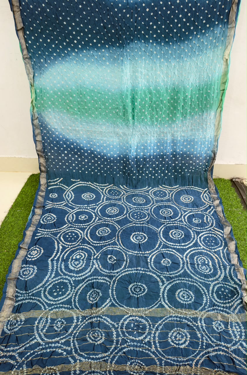 ✨ Blue Maheshwari Silk Bandhani Saree — where tradition meets timeless elegance ✨